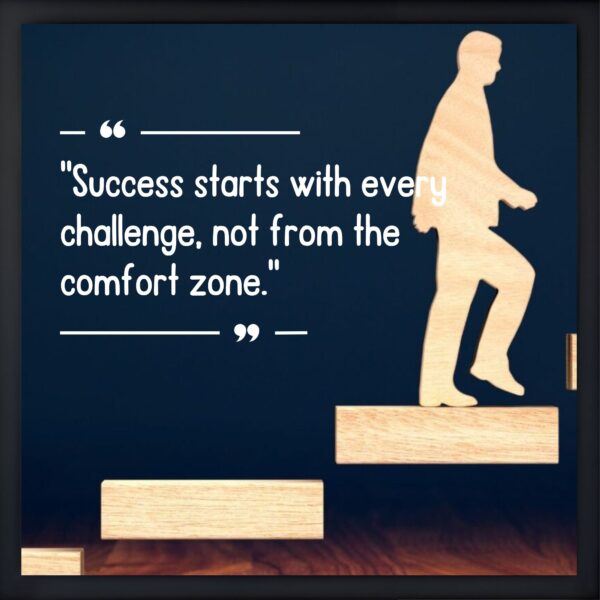 Success starts with every challenge Quote Frame