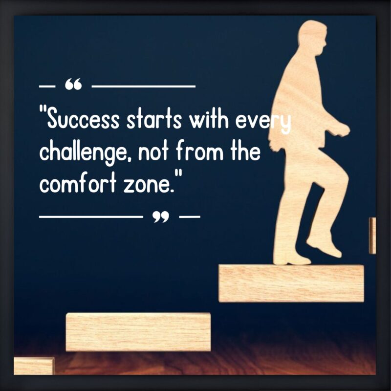 Success starts with every challenge Quote Frame