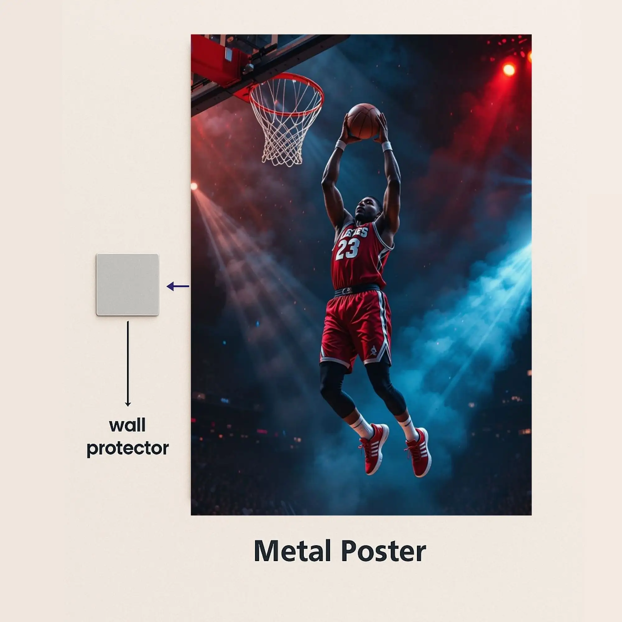 basketball metal poster with wall protector