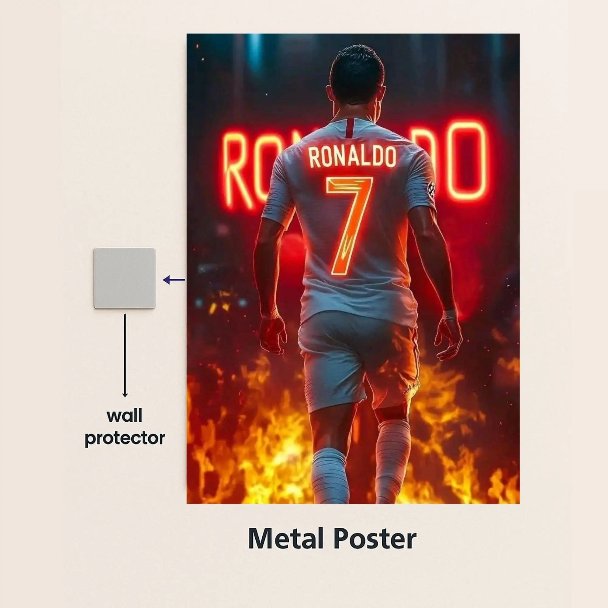 cr7 cristiano ronaldo metal poster with wall protector