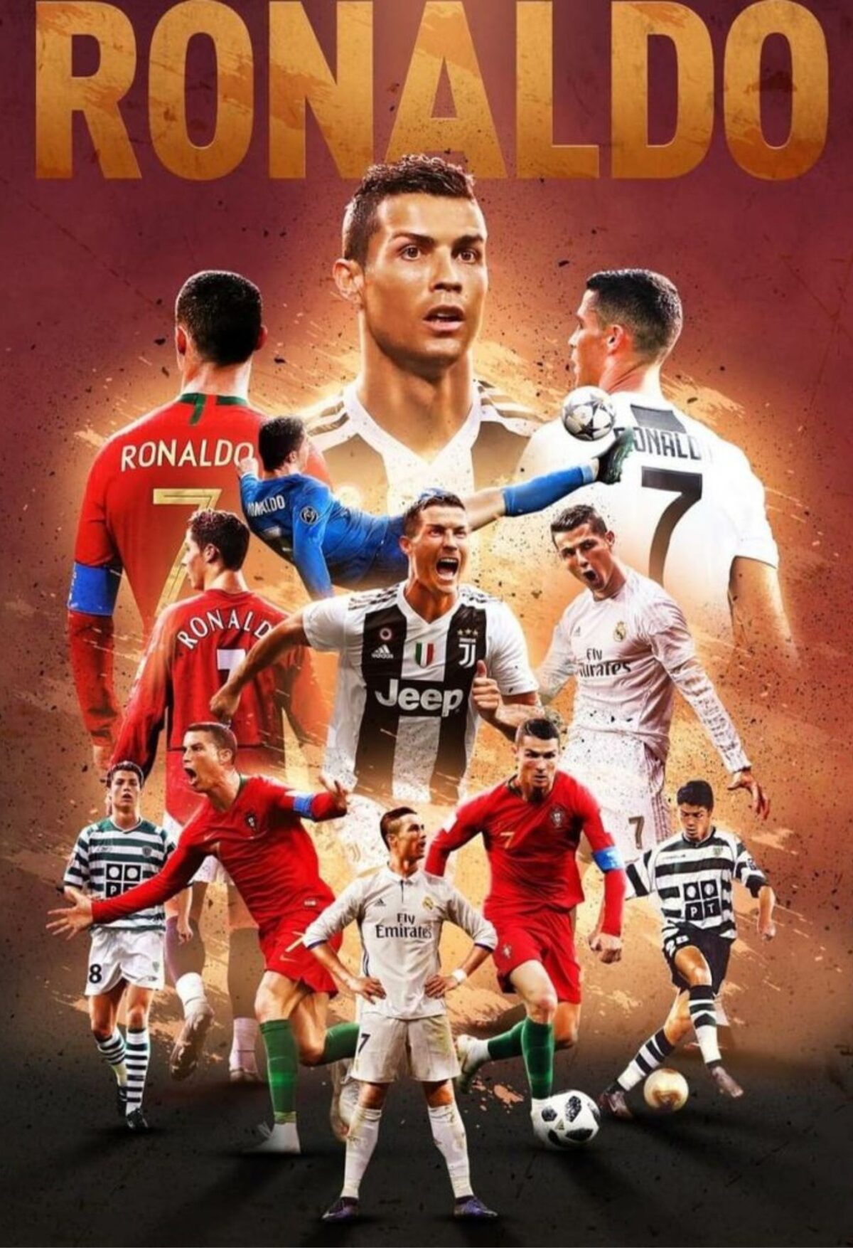 cristiano ronaldo football metal poster