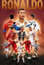 cristiano ronaldo football metal poster