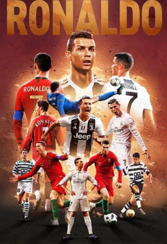 cristiano ronaldo football metal poster