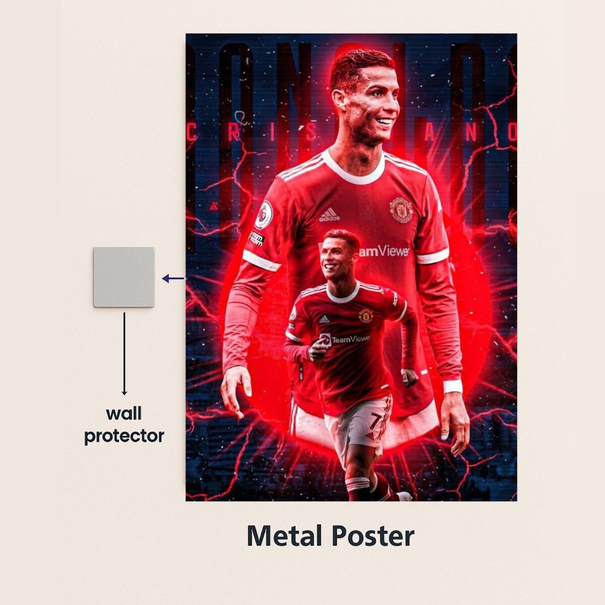 cristiano ronaldo metal poster with wall protector