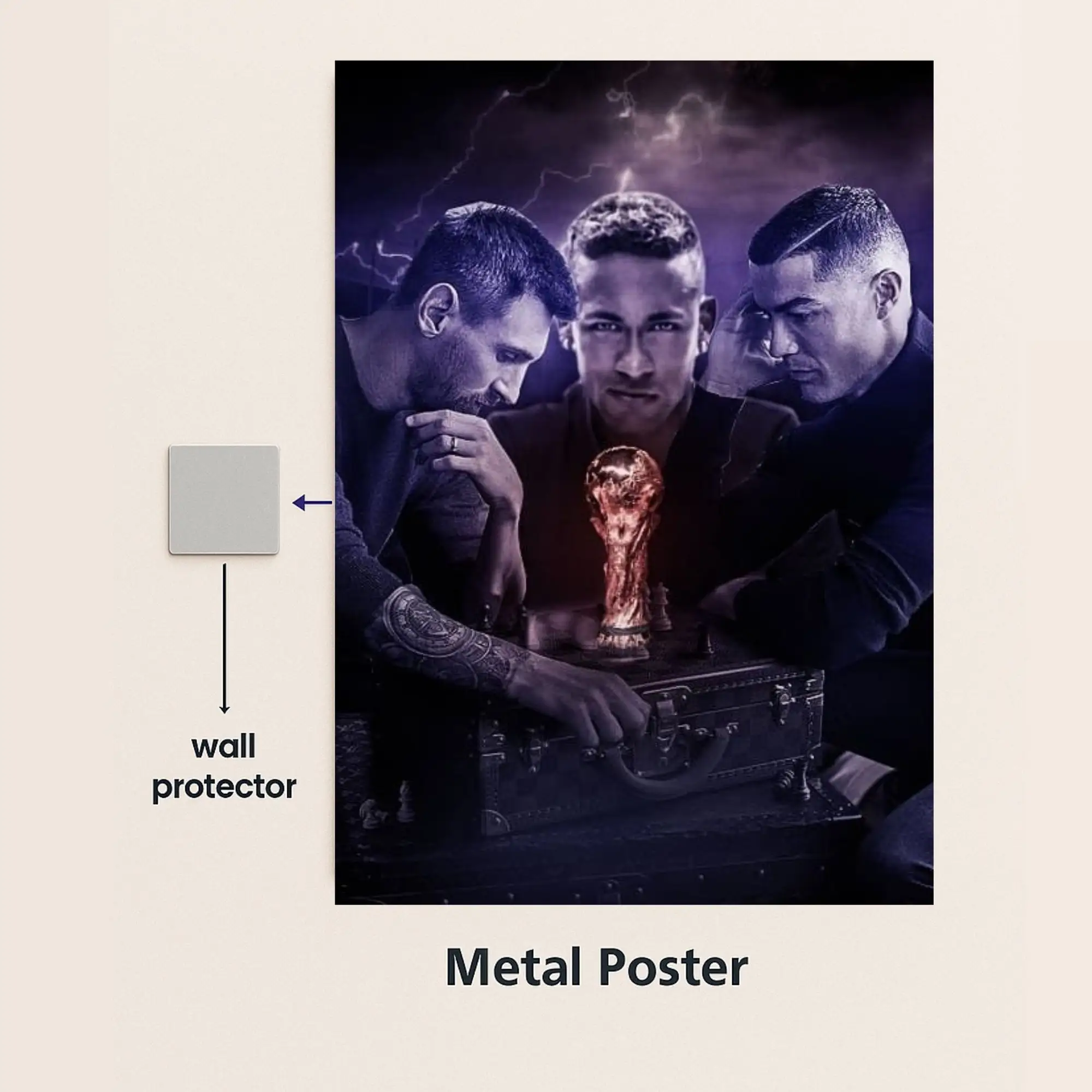 football champions trophy metal poster with wall protector