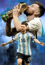 lionel messi football metal poster