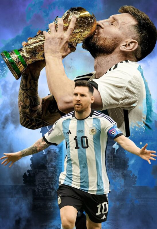 lionel messi football metal poster