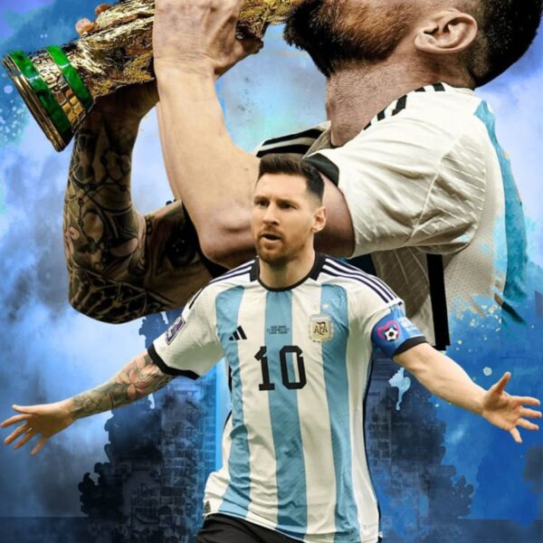 lionel messi football metal poster