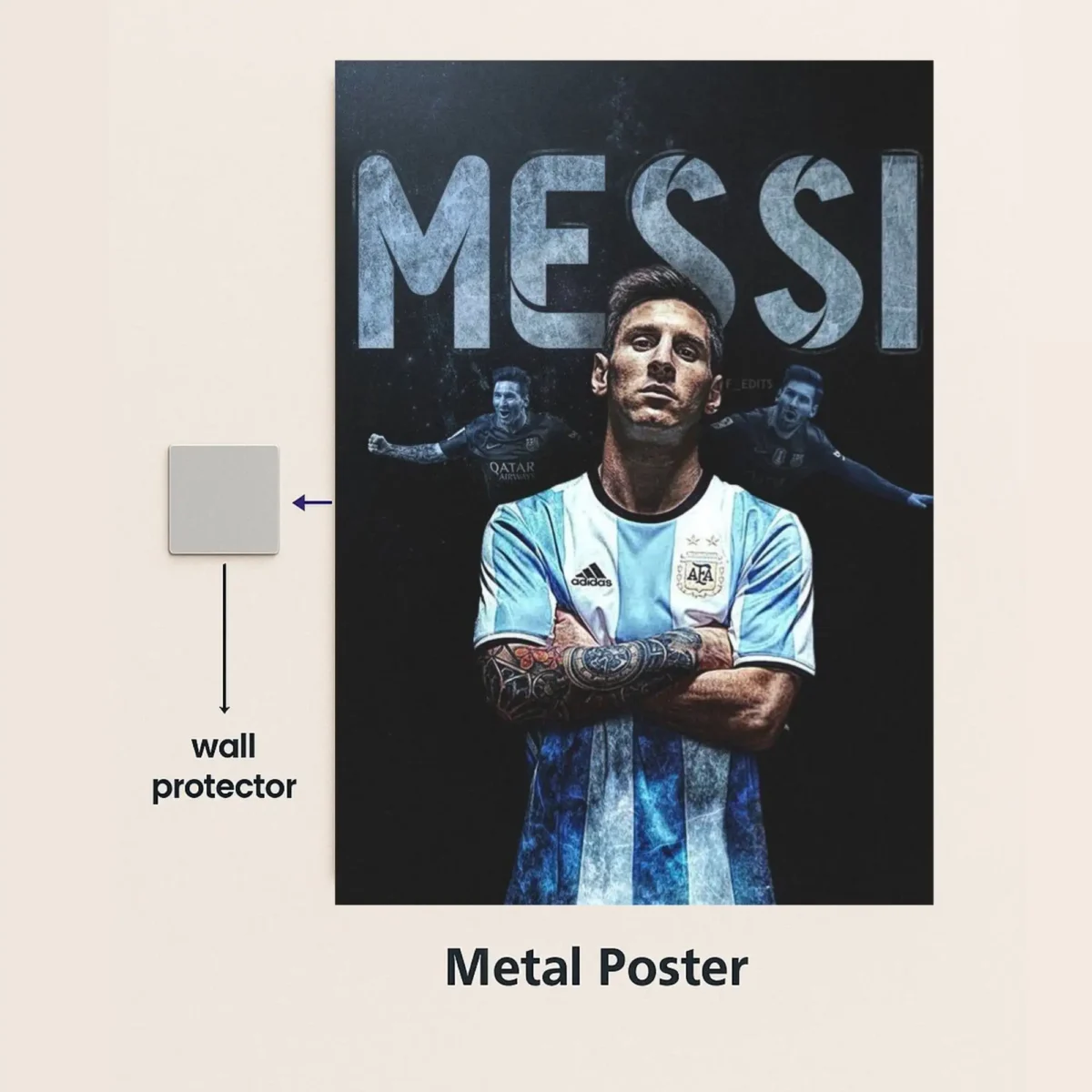 lionel messi metal poster with wall protector