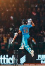 virat kohli celebrate win metal poster