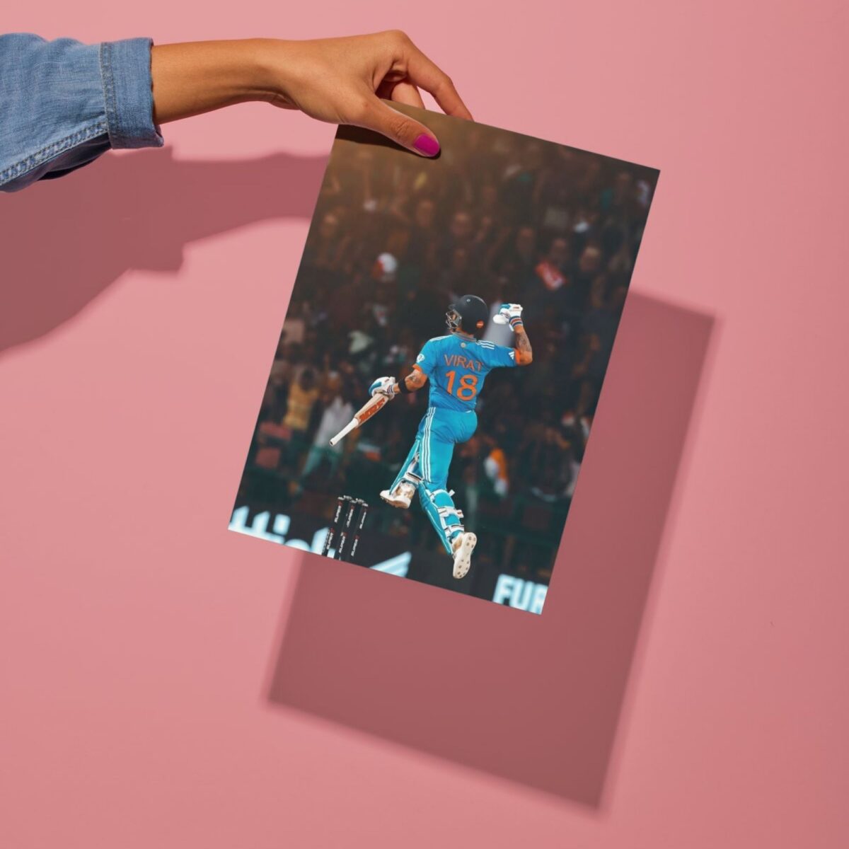 virat kohli celebrate win metal poster preview