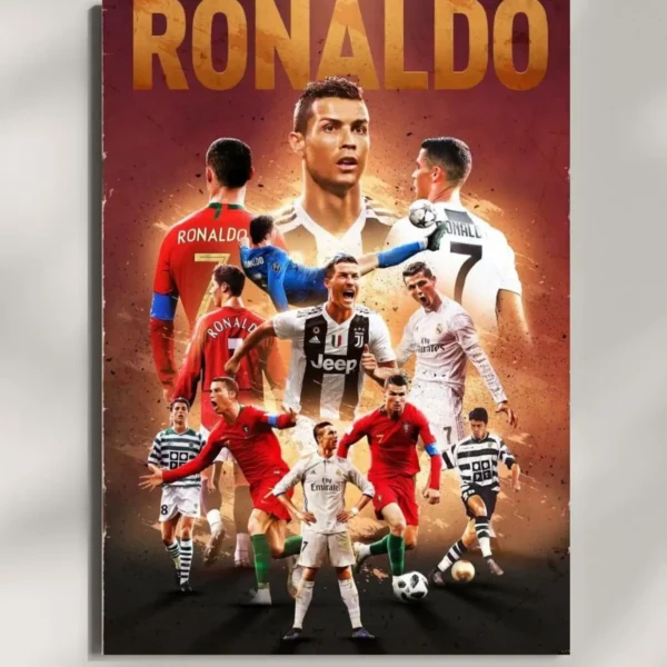 wall mounted cristiano ronaldo football metal poster