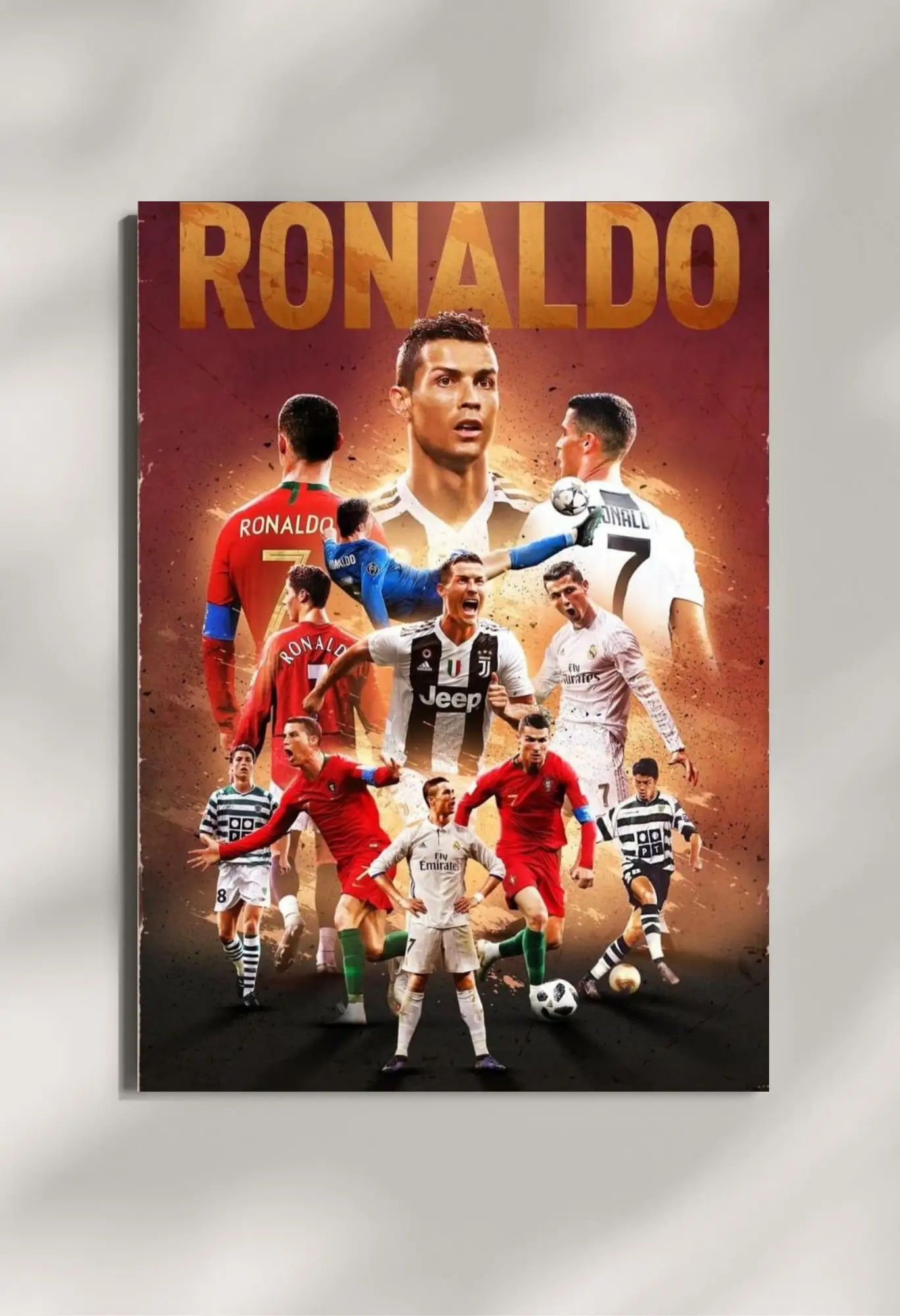 wall mounted cristiano ronaldo football metal poster