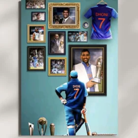 wall mounted dhoni winning trophy metal poster