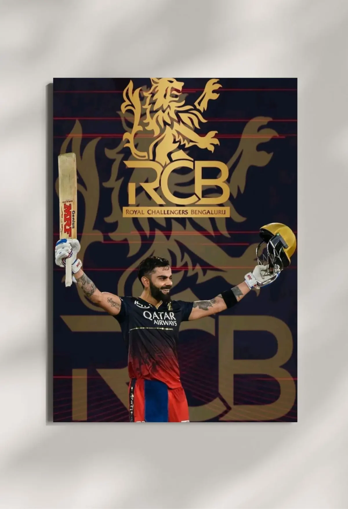 wall mounted rcb virat kohli metal poster