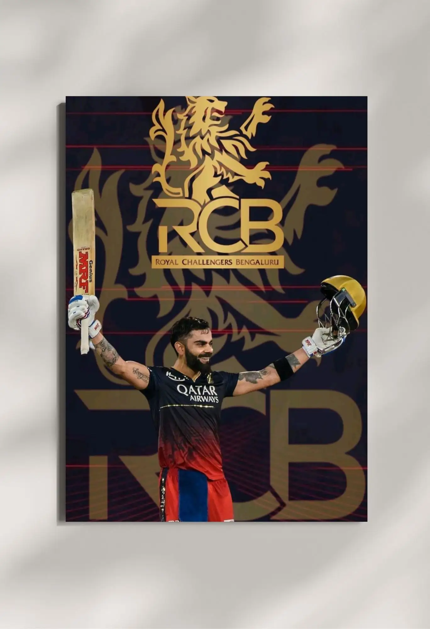 wall mounted rcb virat kohli metal poster