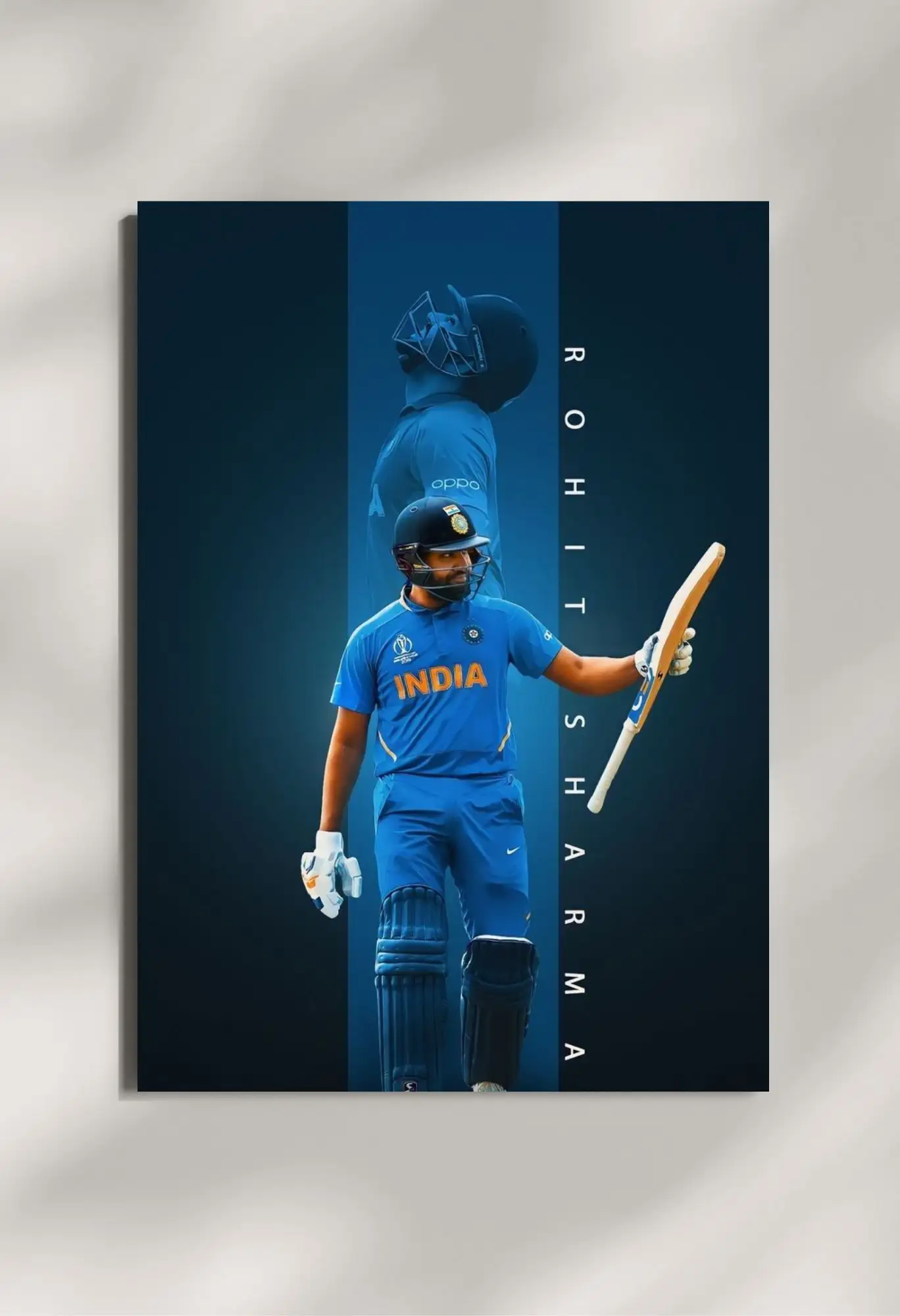 wall mounted rohit sharma metal poster