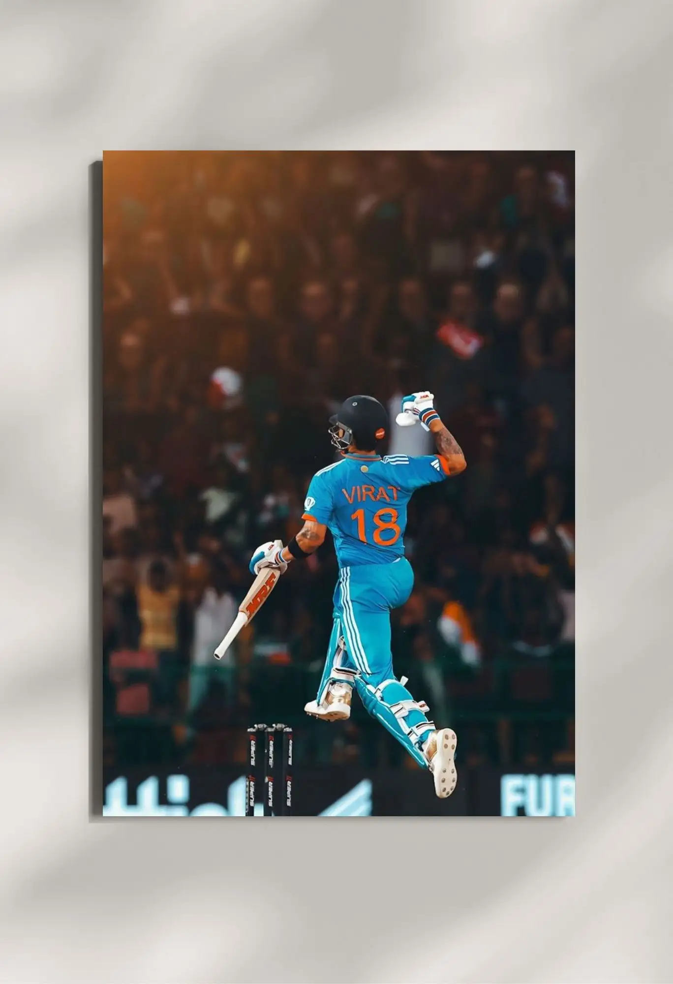 wall mounted virat kohli celebrate win metal poster