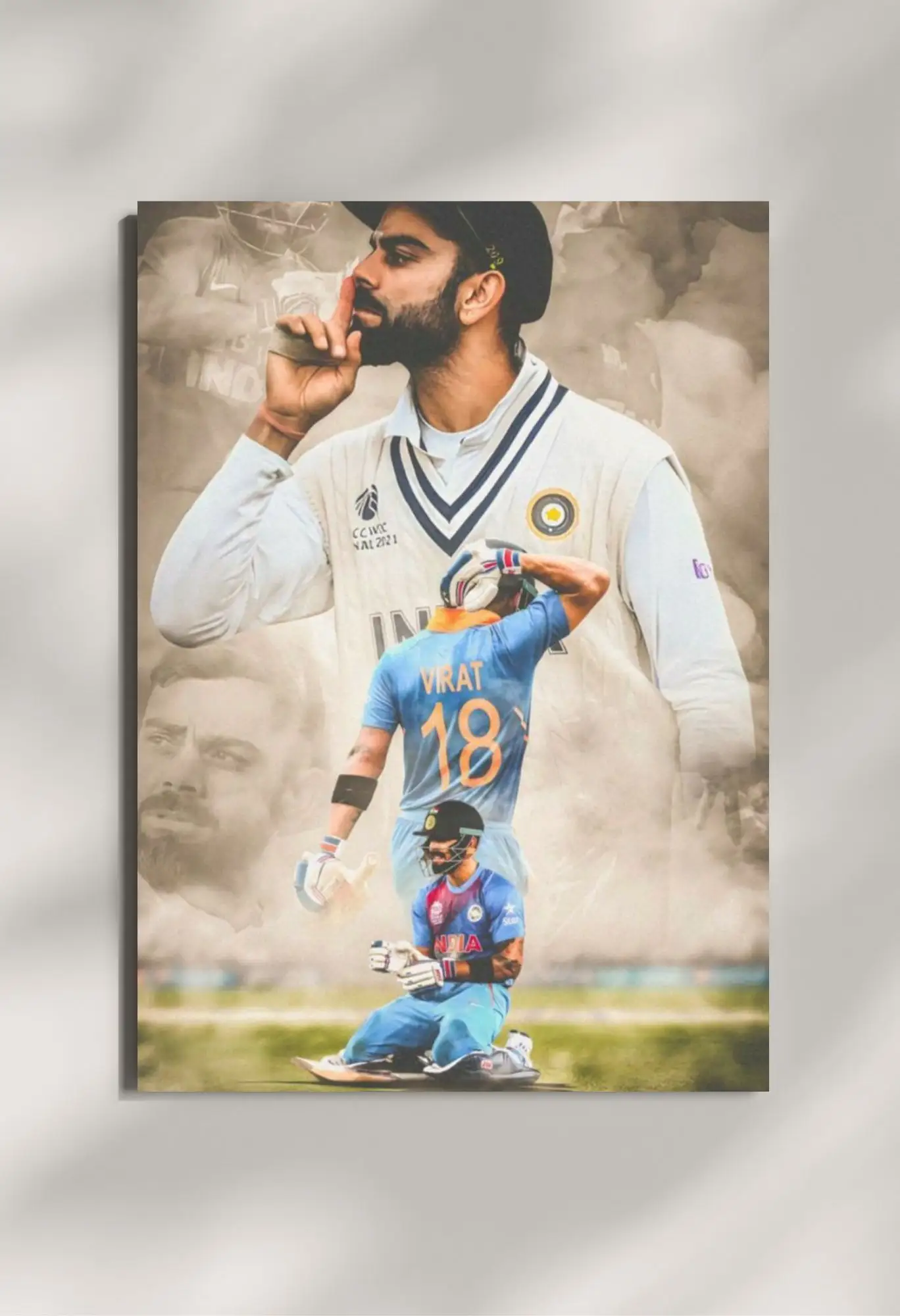 wall mounted virat kohli metal poster