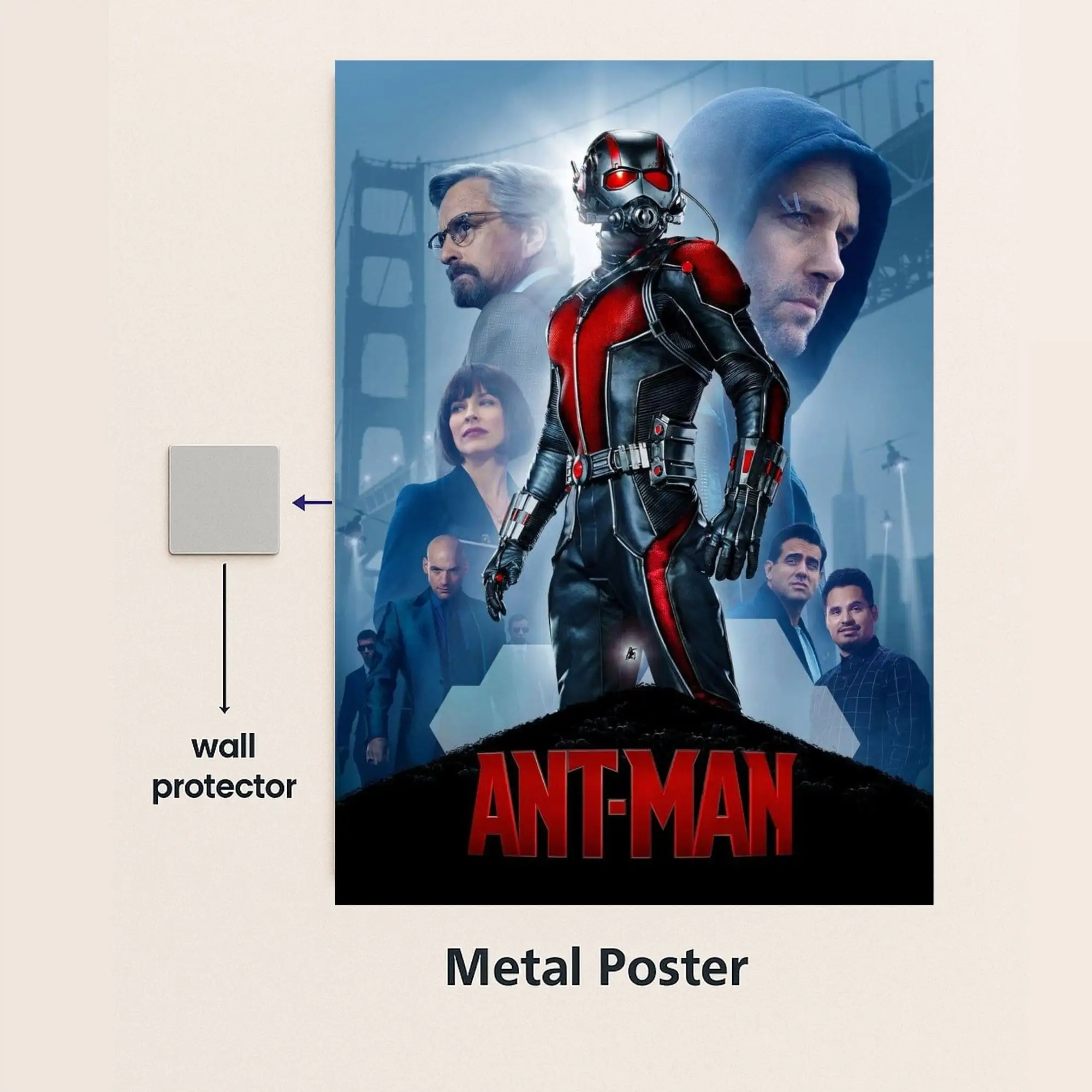 antman movie metal poster with wall protector