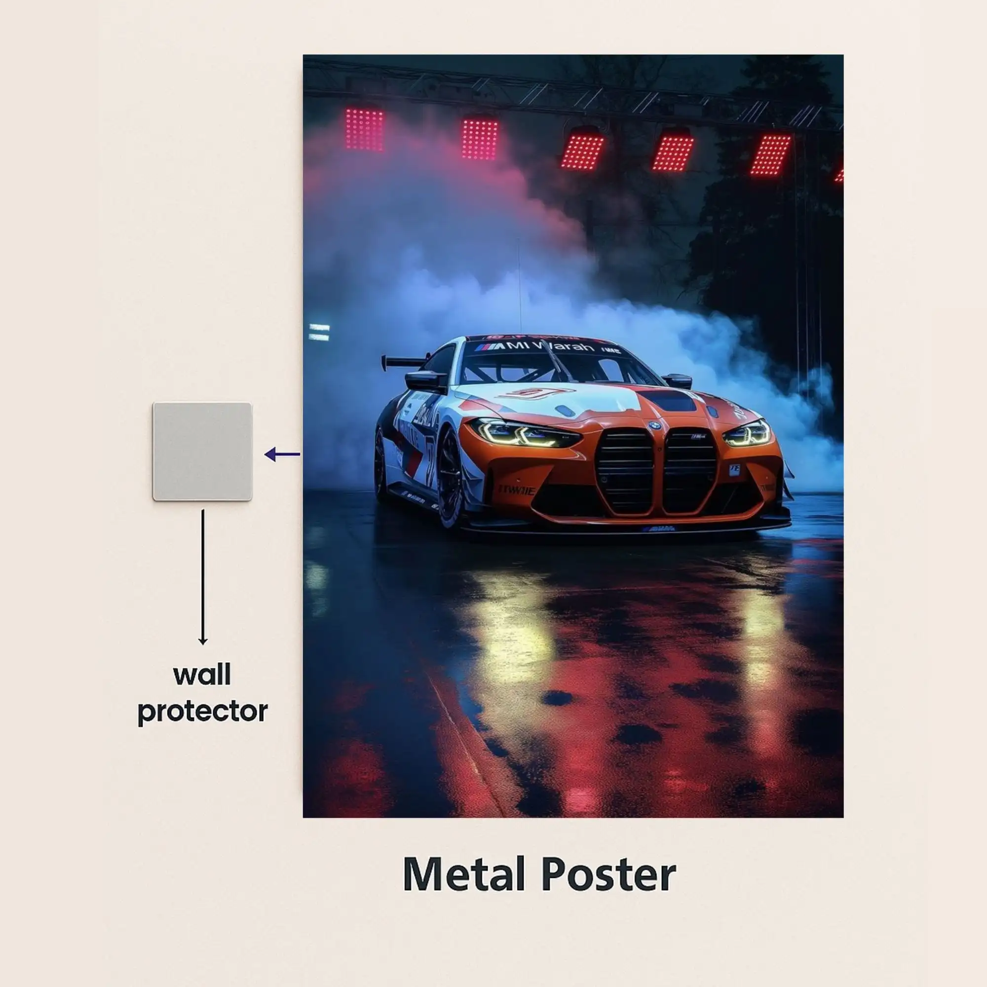 bmw car metal poster with wall protector
