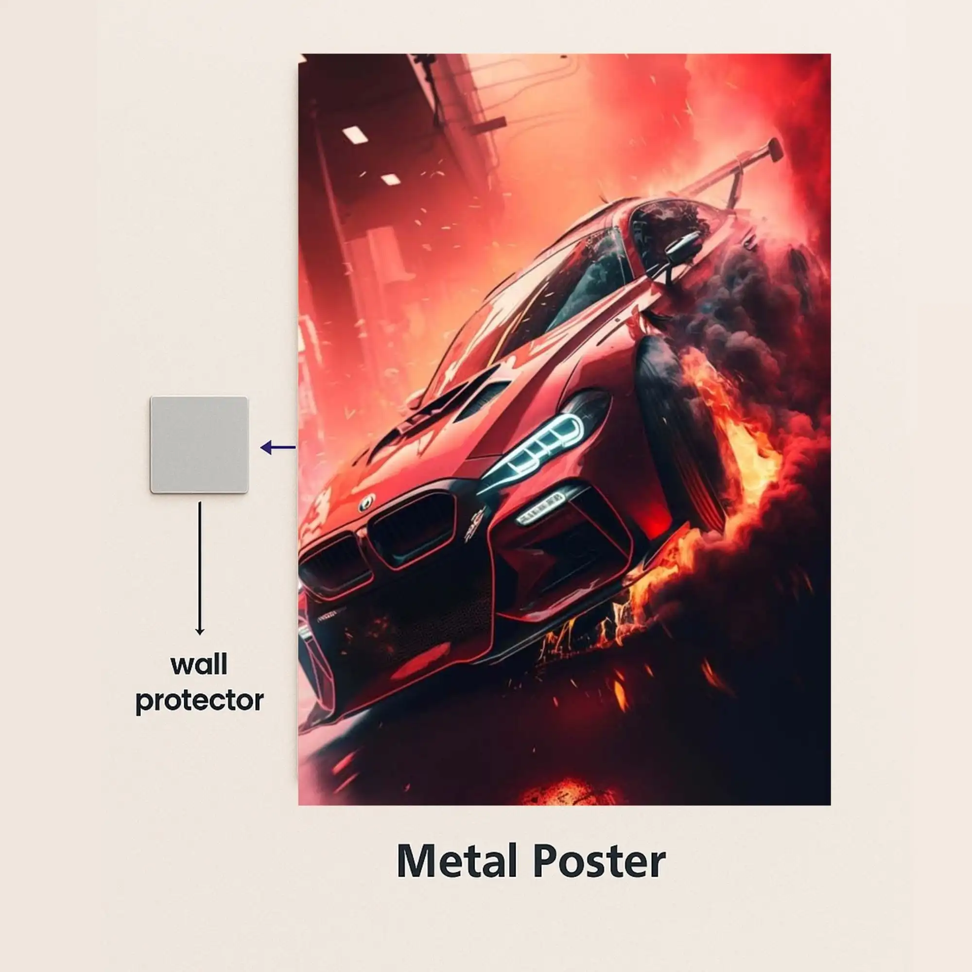 bmw m3 car metal poster with wall protector