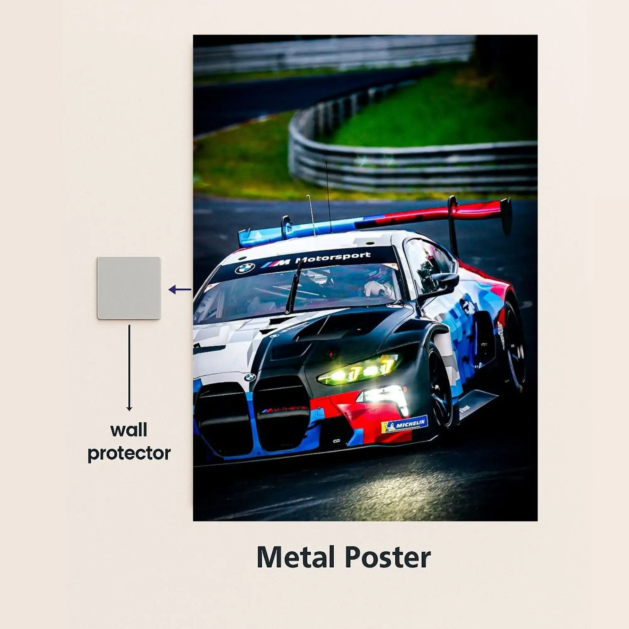 bmw m4 car metal poster with wall protector