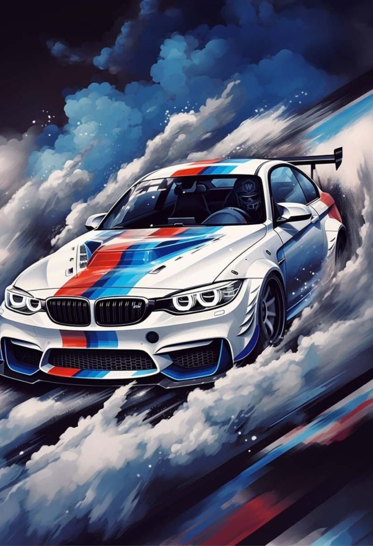 bmw racing car metal poster