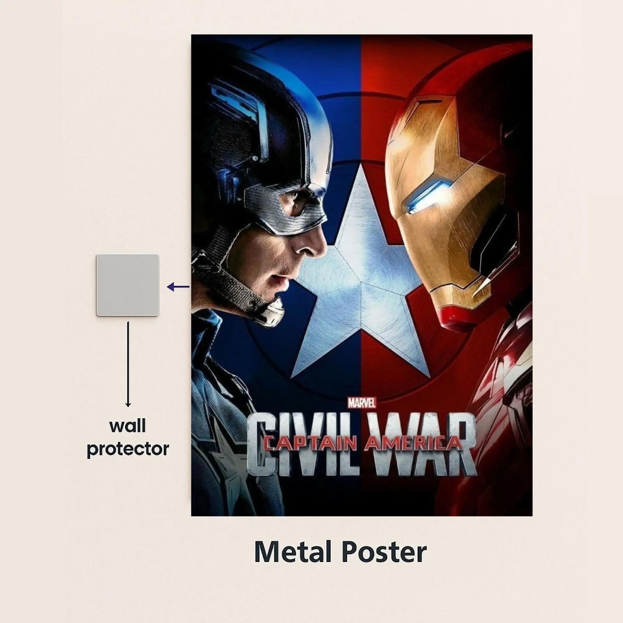 captain america civil war movie metal poster with wall protector