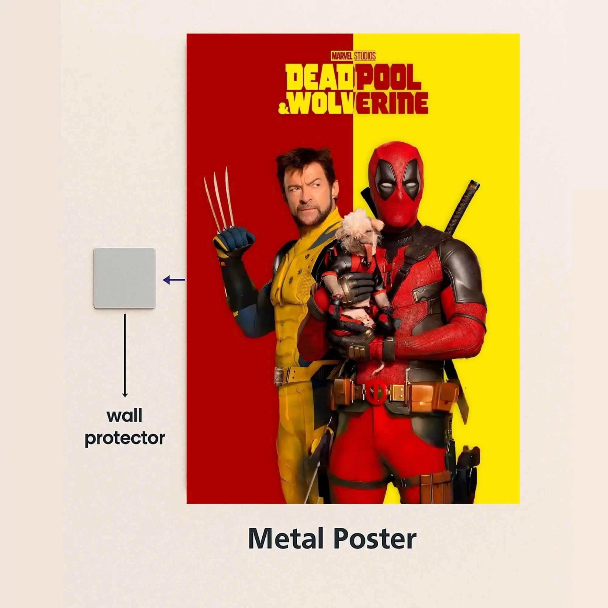 deadpool and wolverine movie metal poster with wall protector