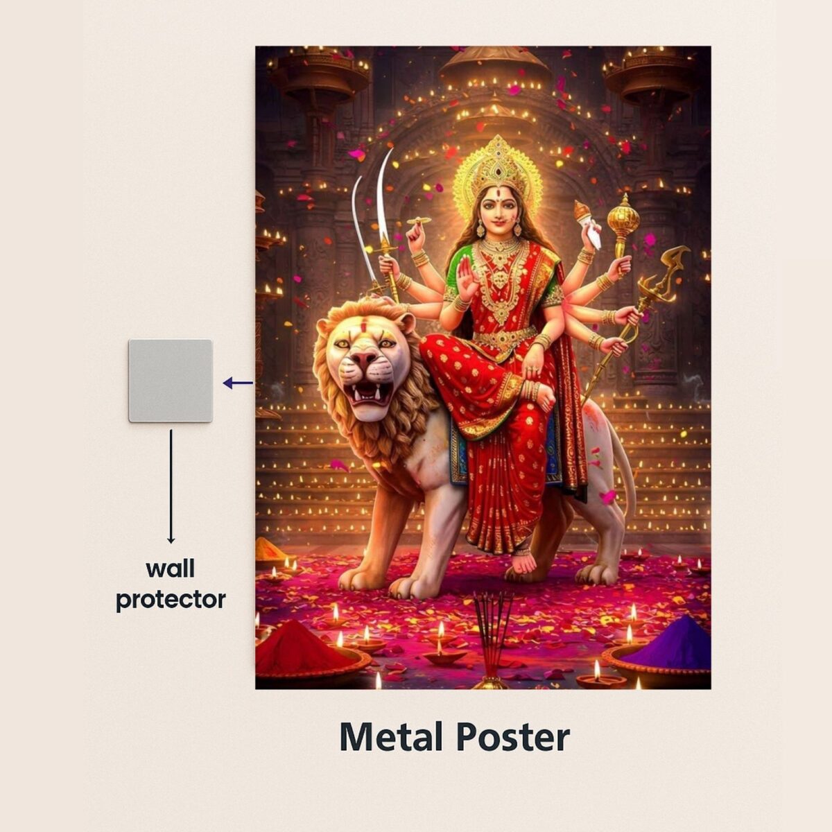 durga maa metal poster with wall protector