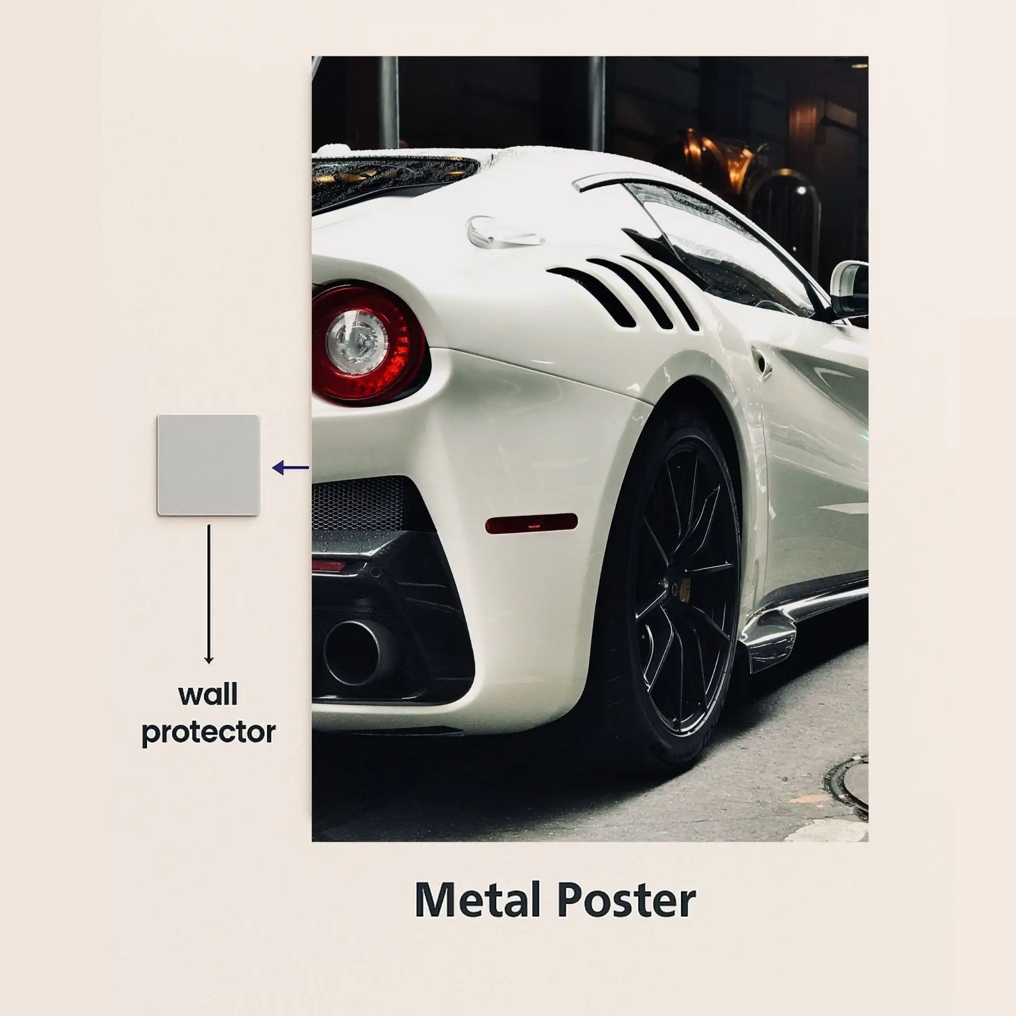 ferrari f12 supercar metal poster with wall protector