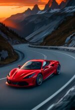 ferrari f8 sports car metal poster