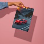ferrari f8 sports car metal poster preview