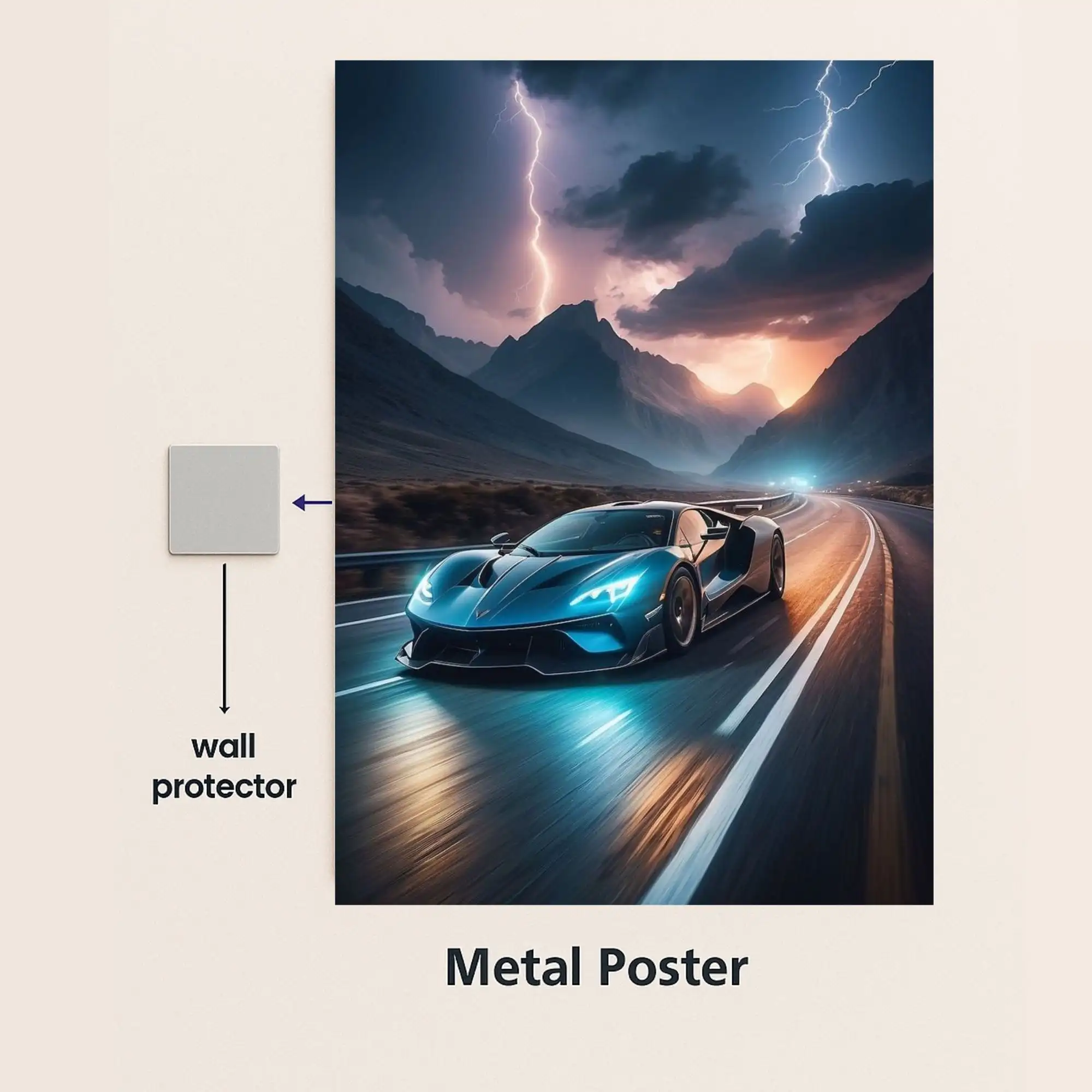 ford gt 2 sports car metal poster with wall protector