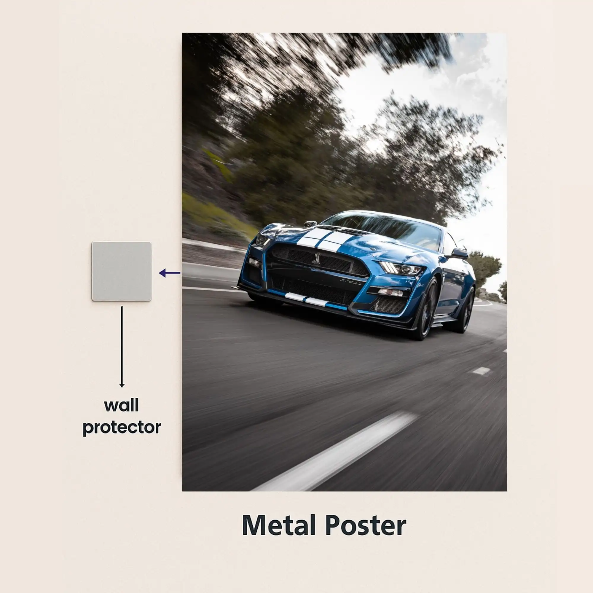ford mustang shelby gt500 supercar metal poster with wall protector