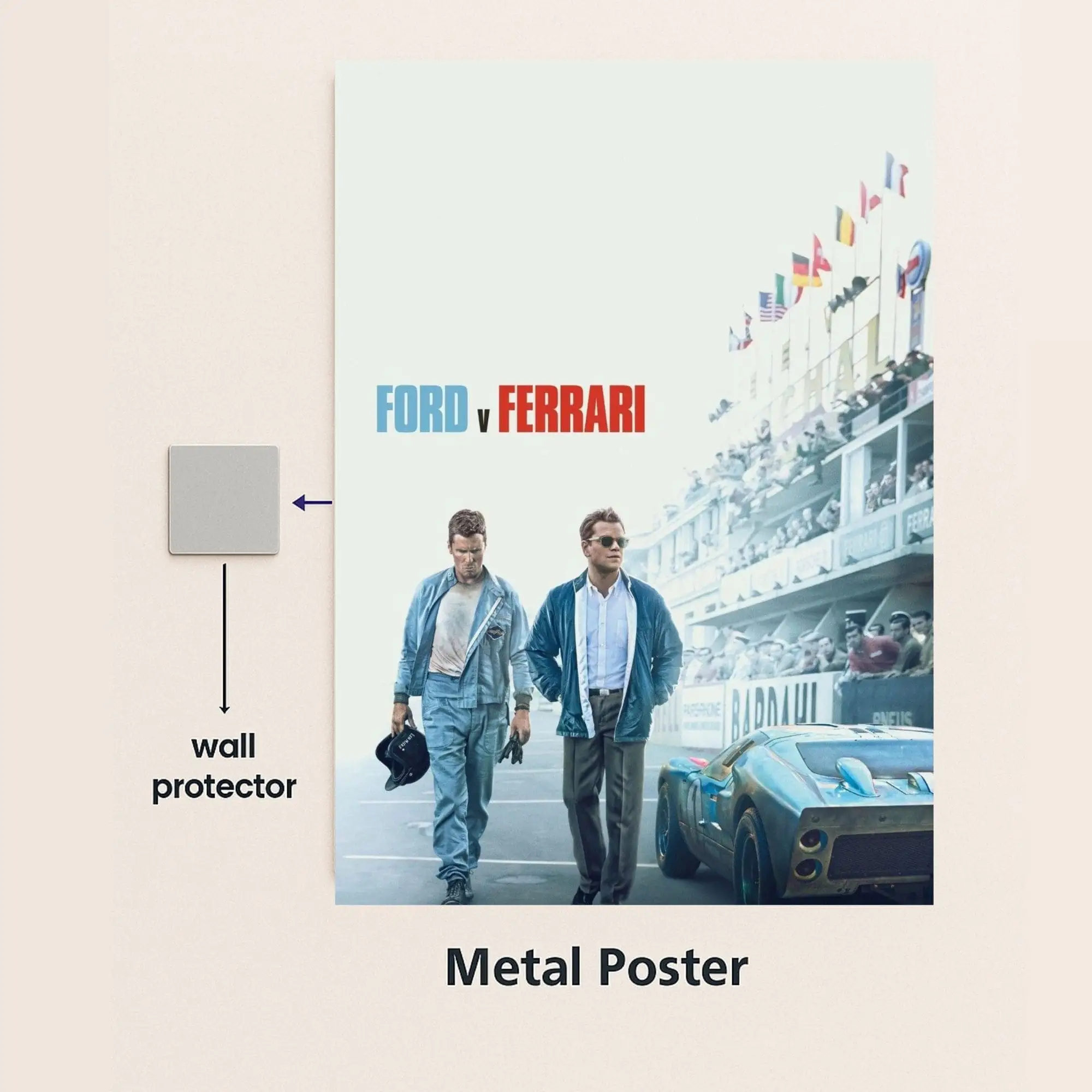 ford v ferrari movie metal poster with wall protector