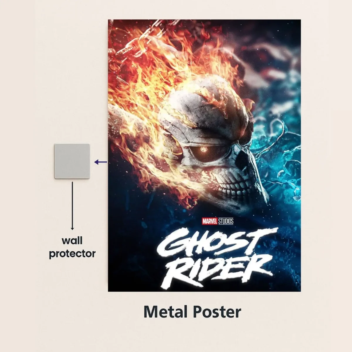 ghost rider movie metal poster with wall protector