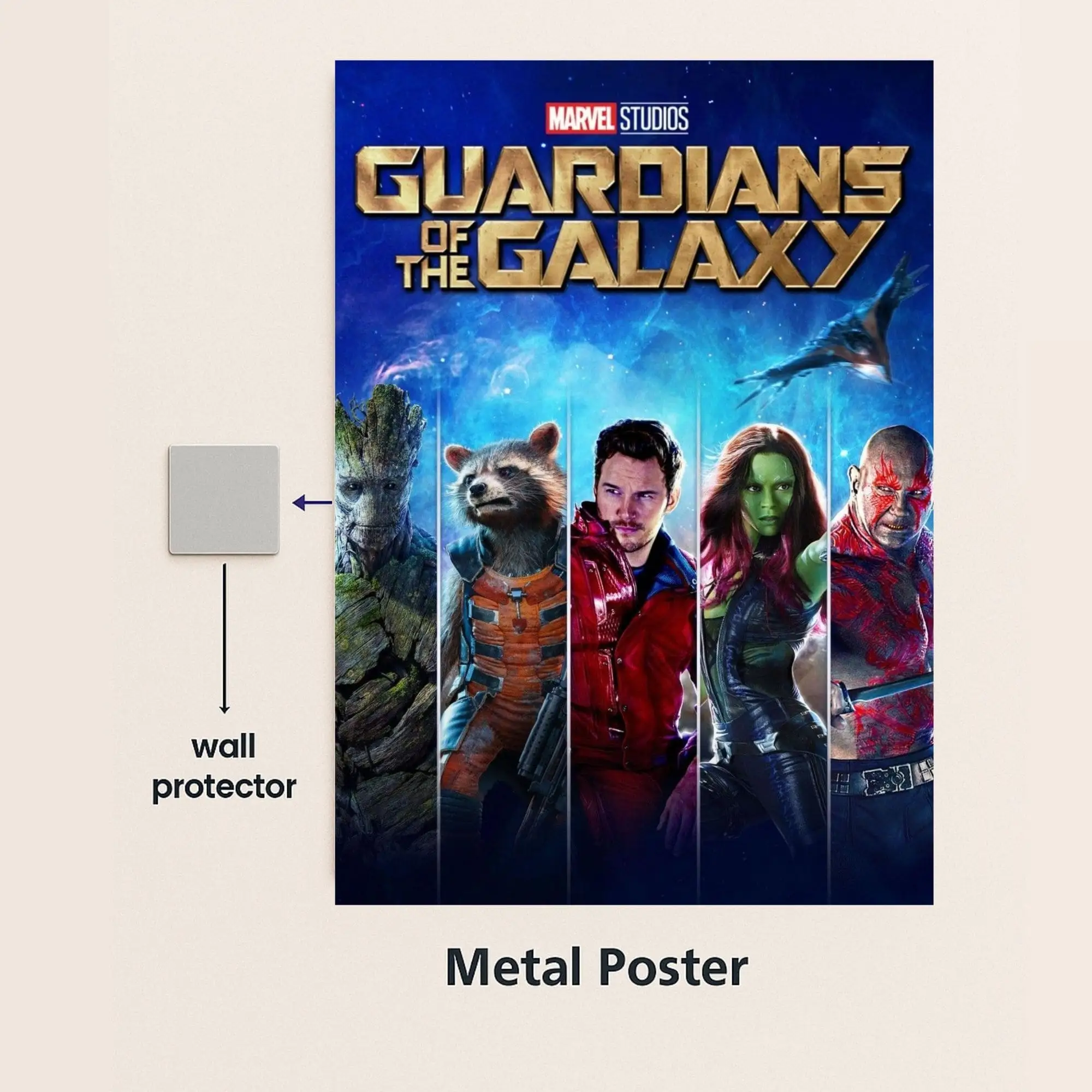 guardians of the galaxy movie metal poster with wall protector