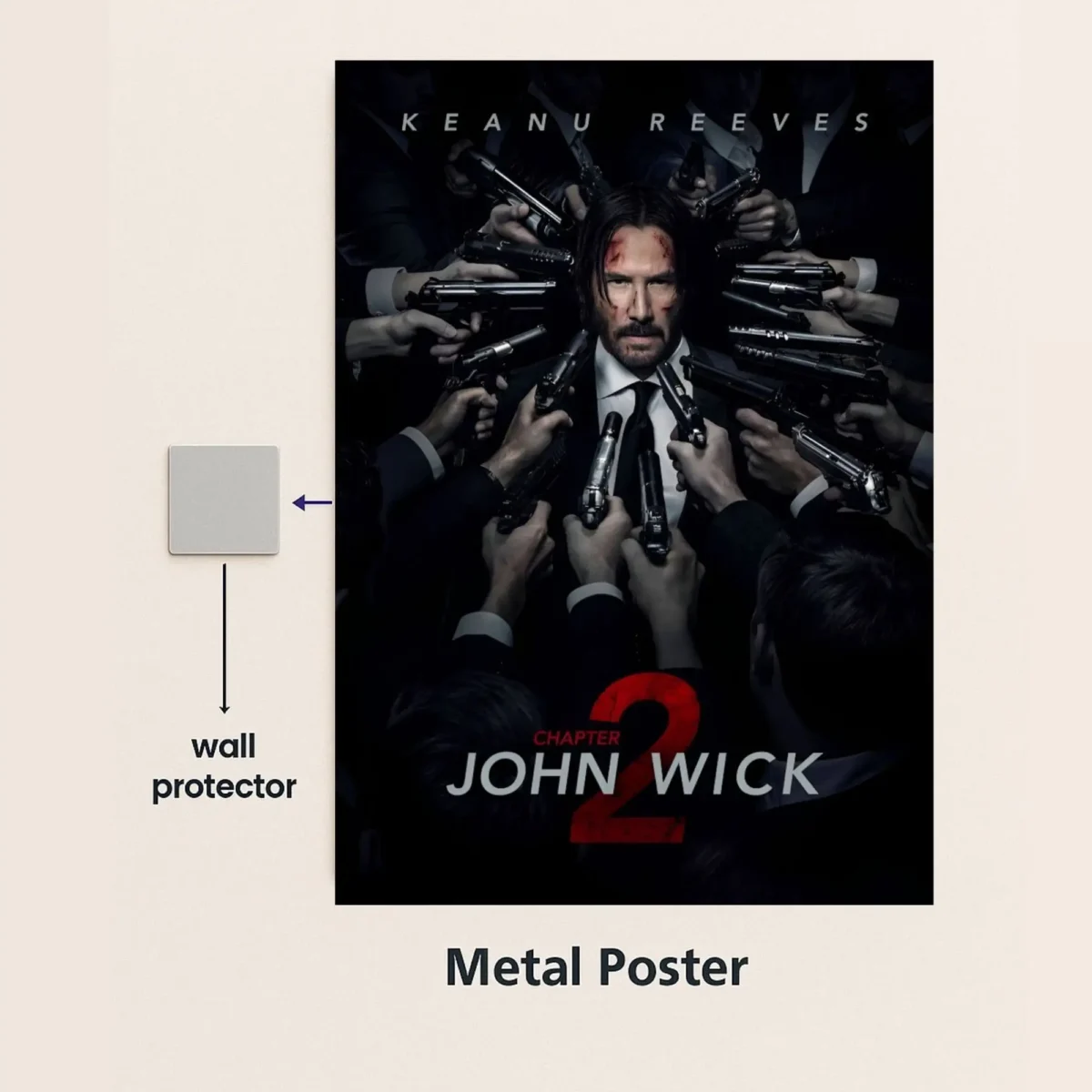 john wick movie metal poster with wall protector