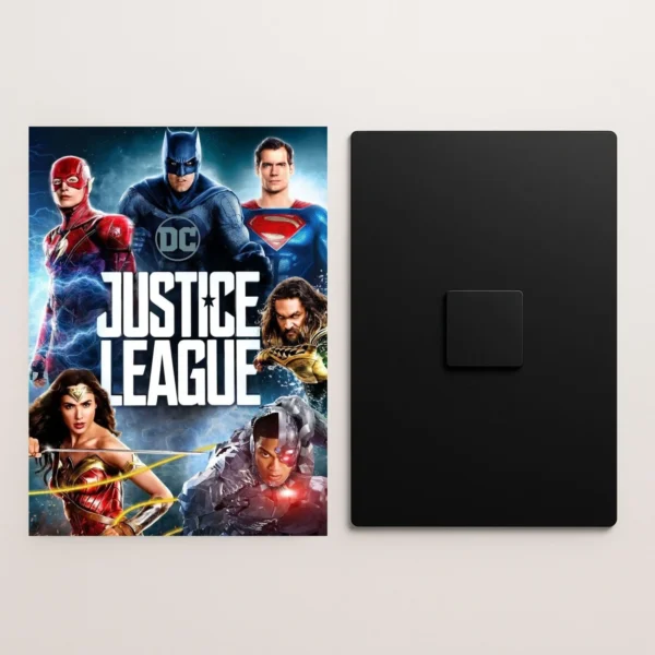 justice league movie metal poster front and back preview