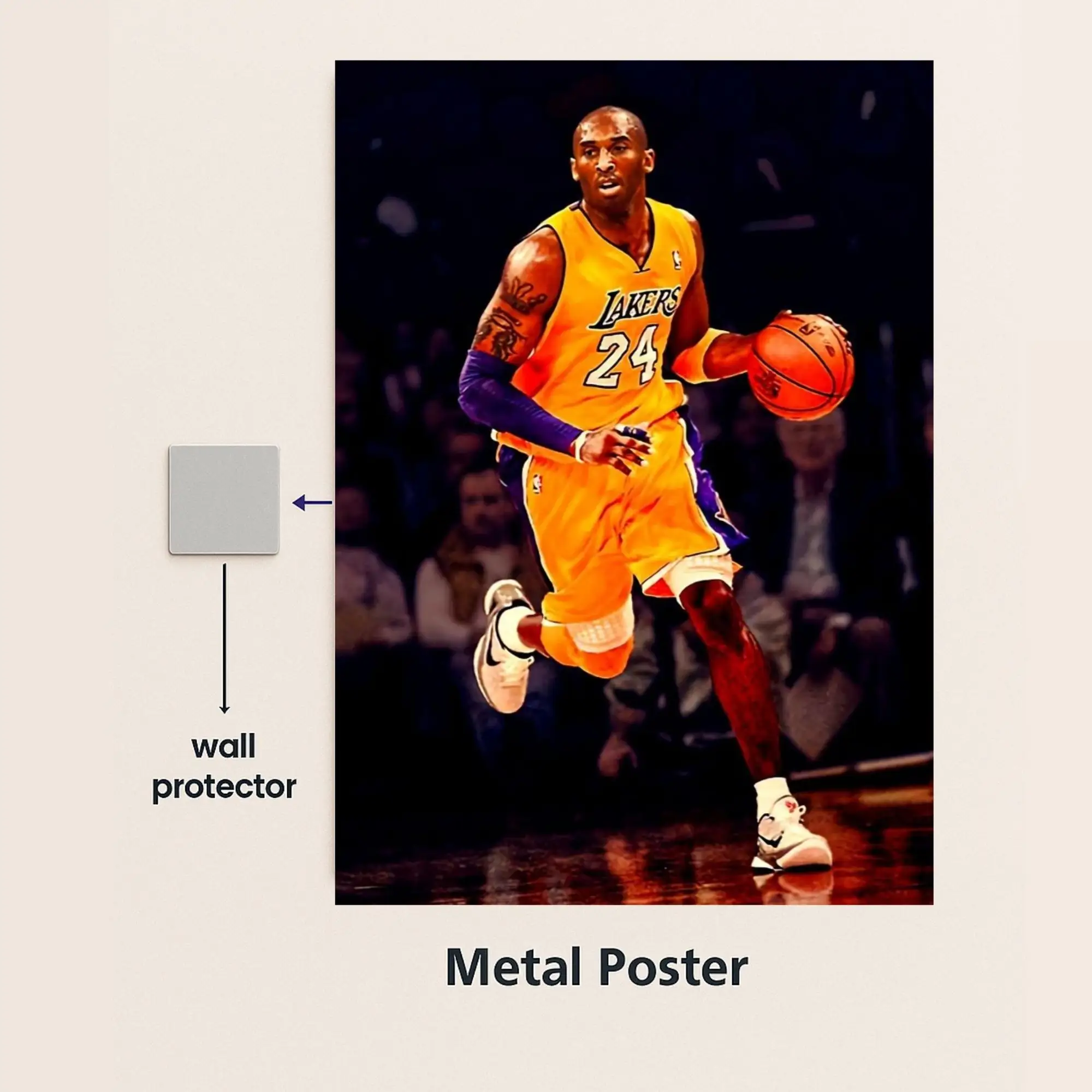 kobe bryant metal poster with wall protector