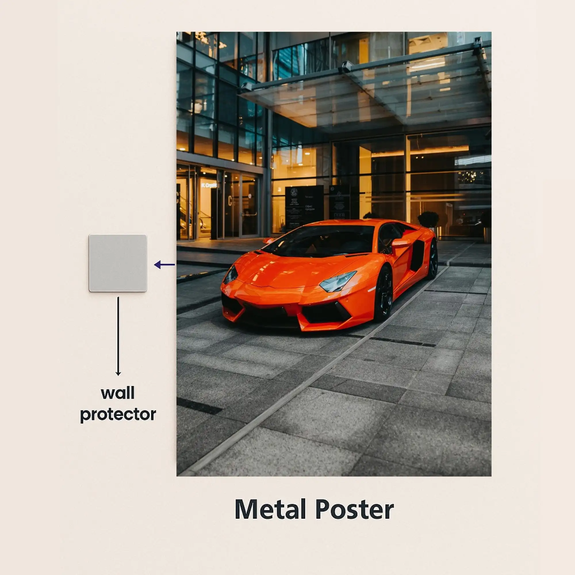 lamborghini aventador supercar metal poster with wall protector