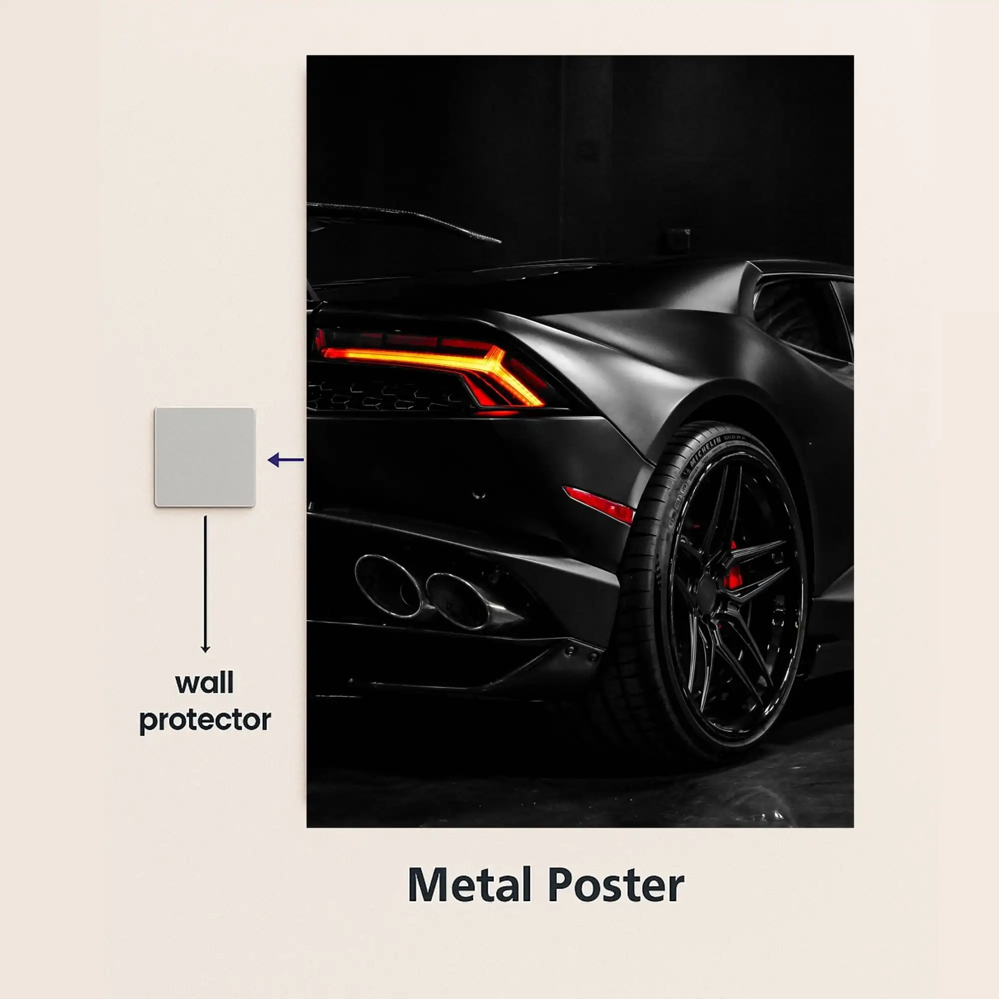 lamborghini huracan supercar metal poster with wall protector
