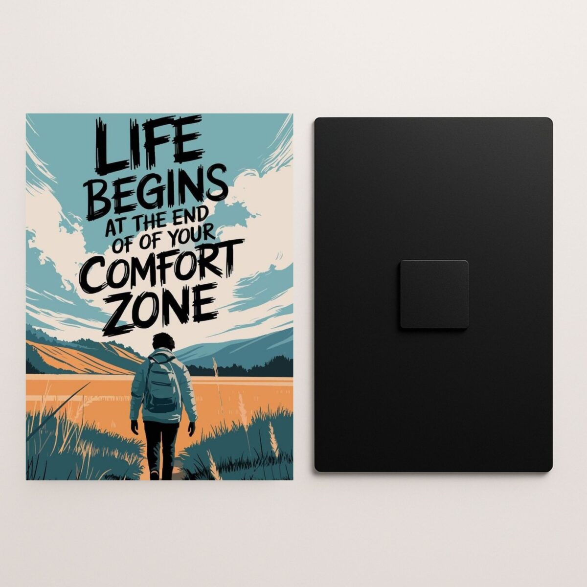 life begins quote metal poster front and back preview