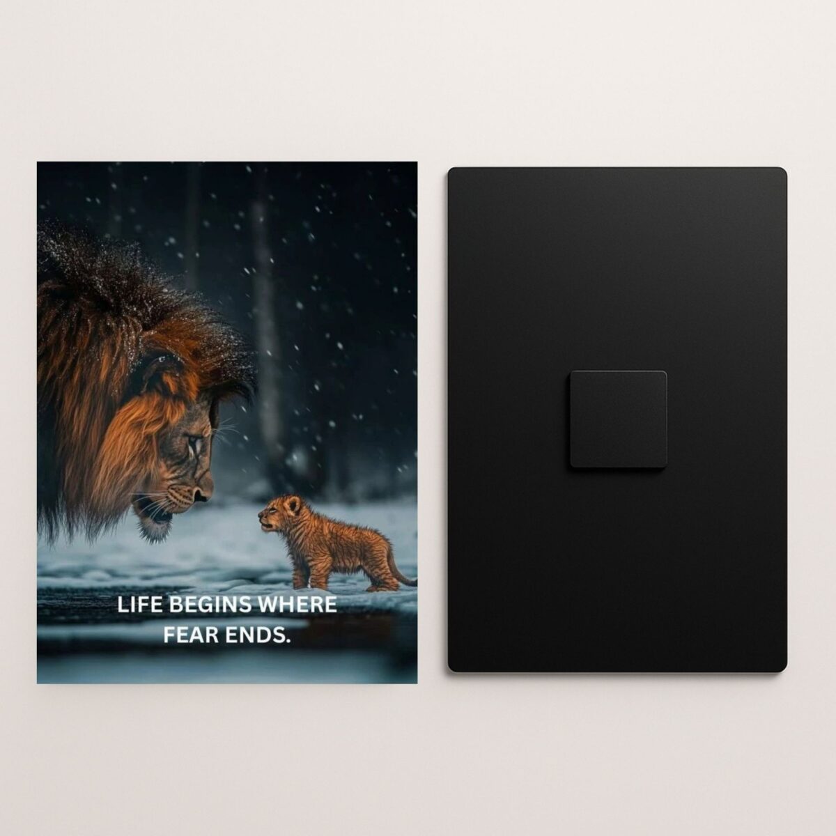 lion quote metal poster front and back preview