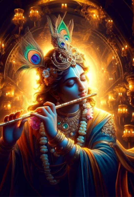 lord krishna metal poster