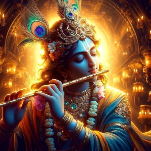 lord krishna metal poster