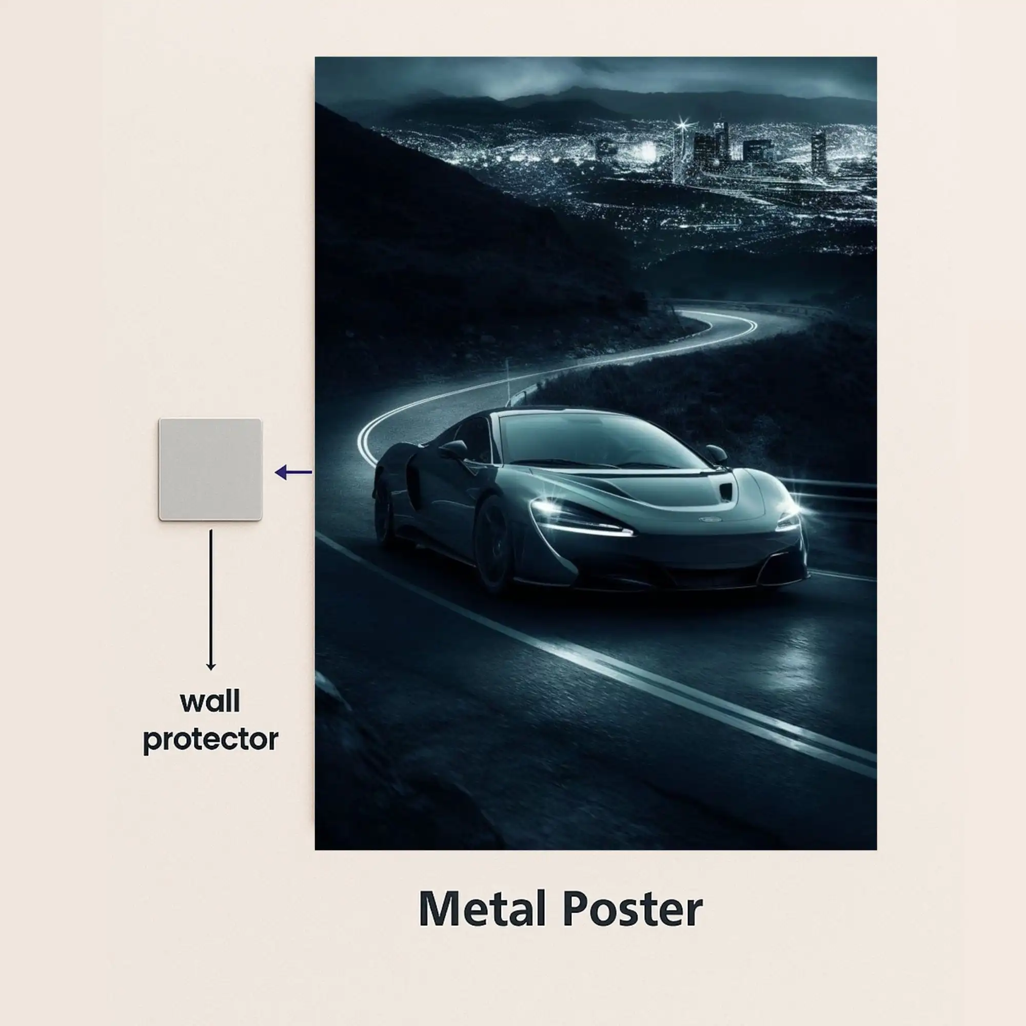 mclaren artura supercar metal poster with wall protector