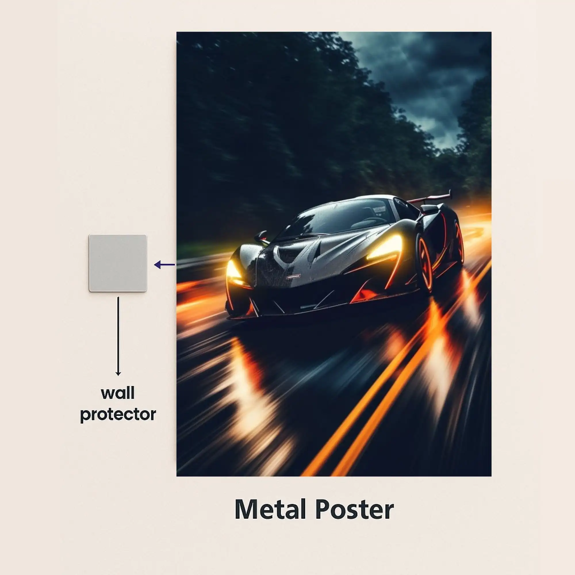mclaren p1 sports car metal poster with wall protector